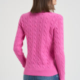 Maglia donna girocollo a treccia rosa 211971865 008 RALPH LAUREN