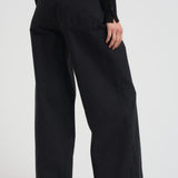Pantalone donna a palazzo in denim nero 14336 8006NOIR FORTE FORTE