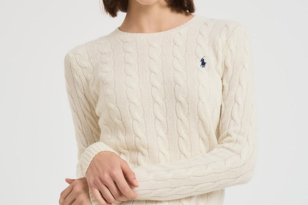 Maglia donna girocollo a treccia panna 211971865 001 RALPH LAUREN