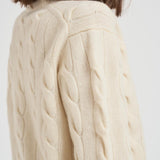 Maglia donna girocollo a treccia panna 211A91216 002 RALPH LAUREN