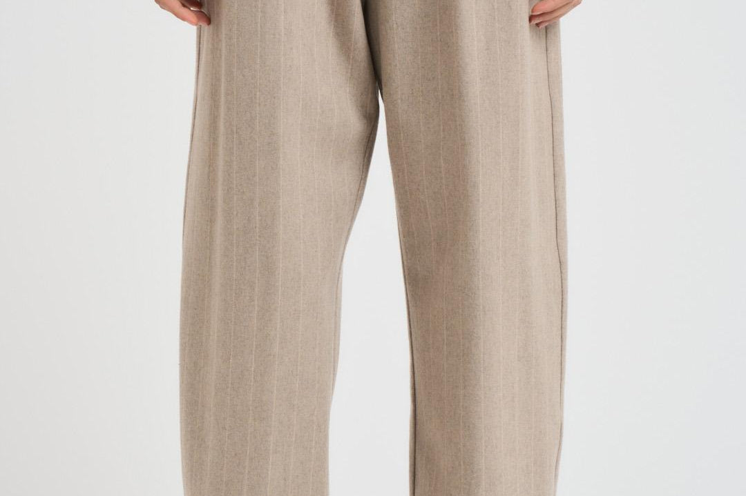 Pantalone donna carrot fit gessato tortora L33 GEST LIVIANA CONTI