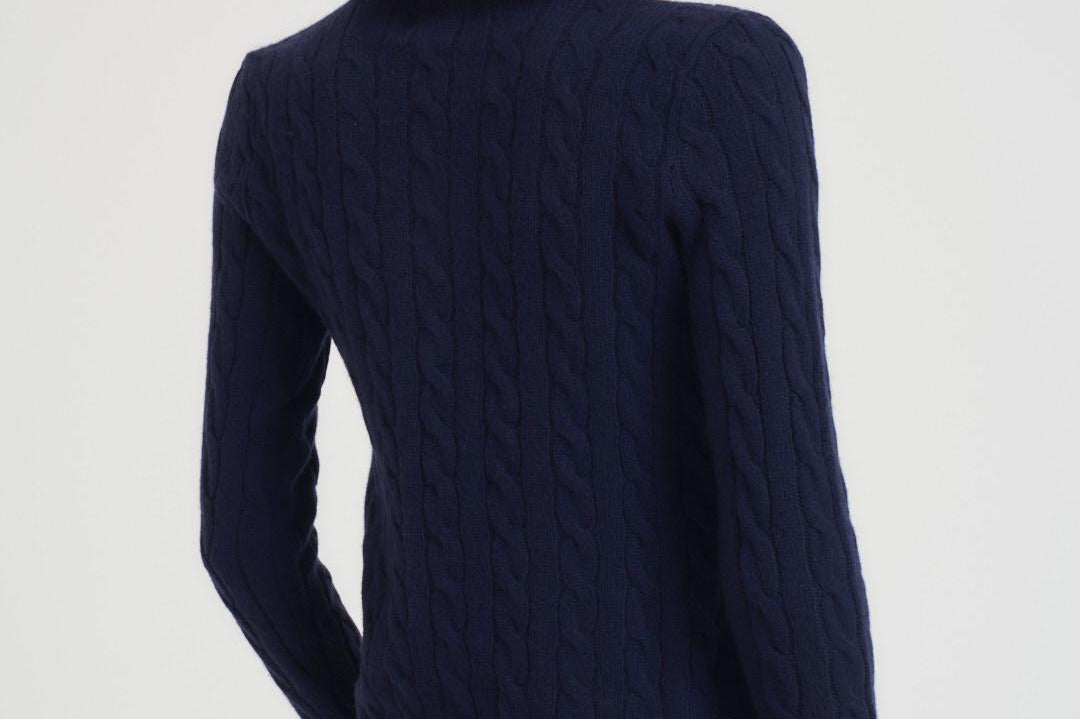 Maglia donna girocollo a treccia blu notte 211971865 003 RALPH LAUREN