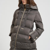 Piumino donna lungo antracite PI1304D 9480 HERNO