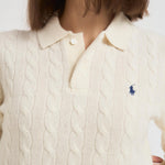 Maglia polo donna a treccia panna 211972132 001 RALPH LAUREN