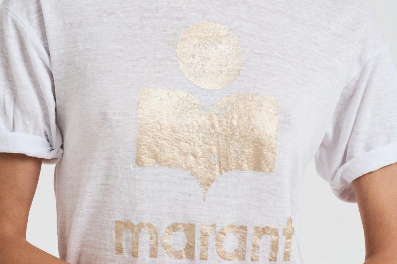T-shirt donna Koldi bianca logo oro TS0004FA A1N10EWHLG MARANT ETOILE