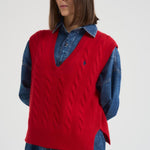 Gilet donna a treccia rosso 211949994 004 RALPH LAUREN