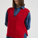 Gilet donna a treccia rosso 211949994 004 RALPH LAUREN