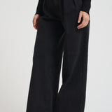 Pantalone donna a palazzo in denim nero 14336 8006NOIR FORTE FORTE