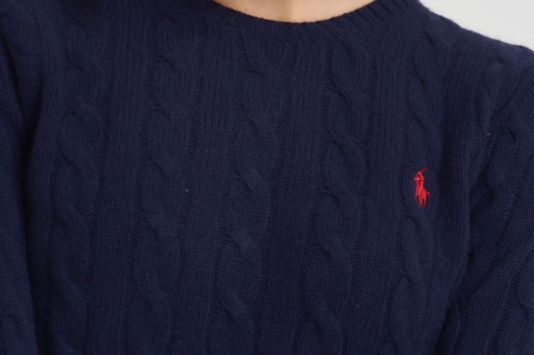 Maglia donna girocollo a treccia blu notte 211971865 003 RALPH LAUREN