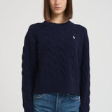 Maglia donna girocollo a treccia blu 211A91216 003 RALPH LAUREN