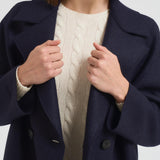 Cappotto donna doppiopetto blu AC1487 MLK358 HARRIS WHARF LONDON