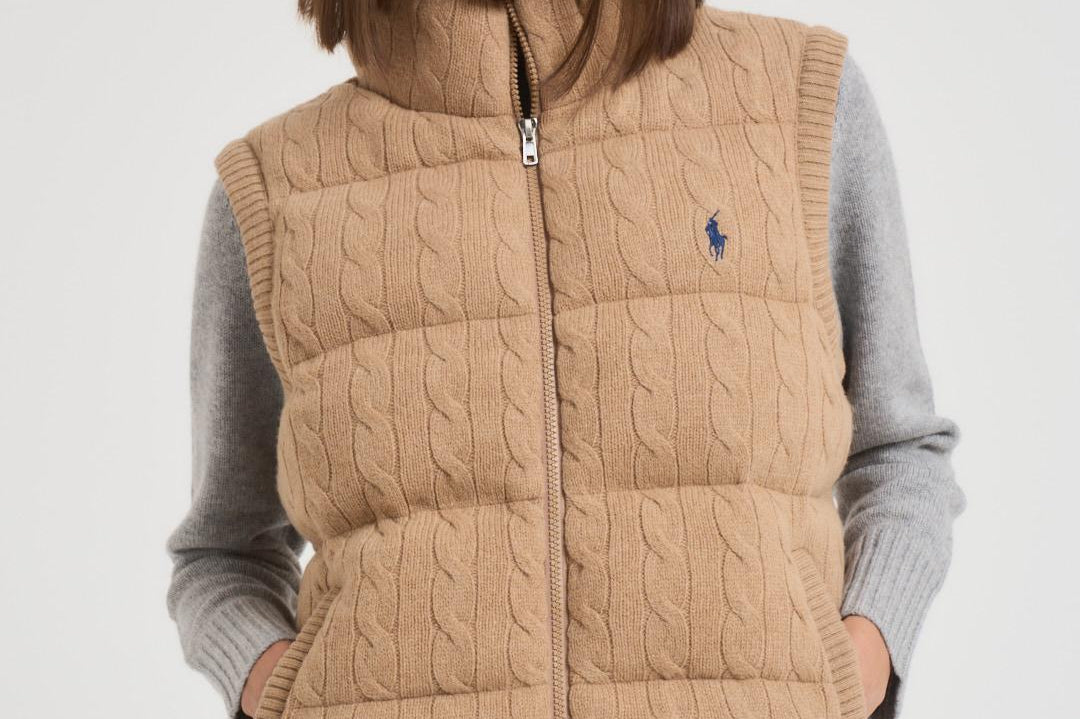 Gilet donna trapuntato in lana cammello 211966120 002 RALPH LAUREN