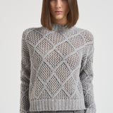 Maglia donna a rombi grigio chiaro ELLADE 002 MAX MARA STUDIO