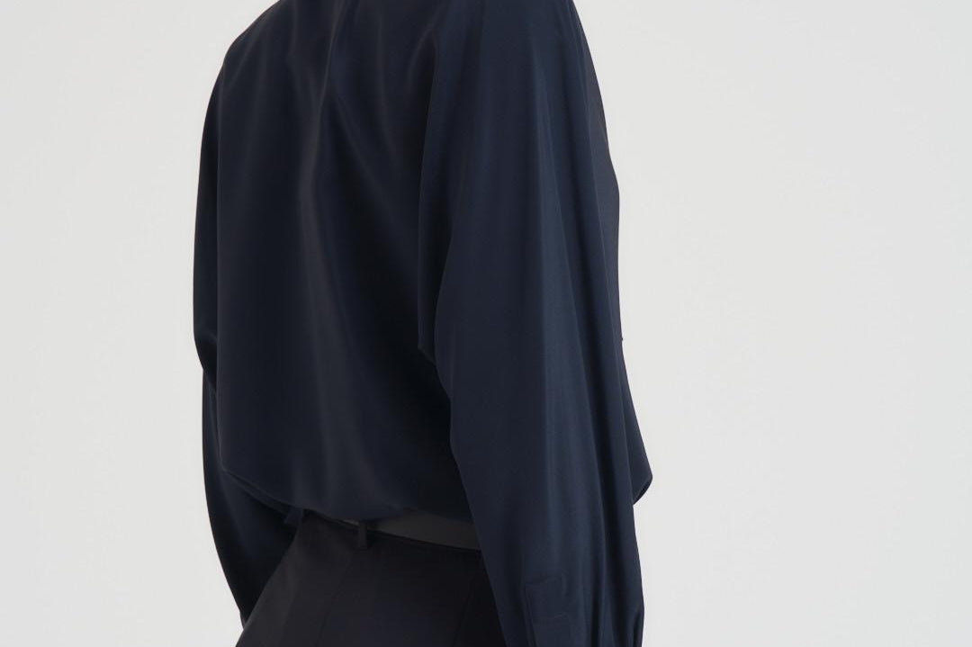 Blusa donna con fusciacca blu notte CACO 045 MAX MARA STUDIO
