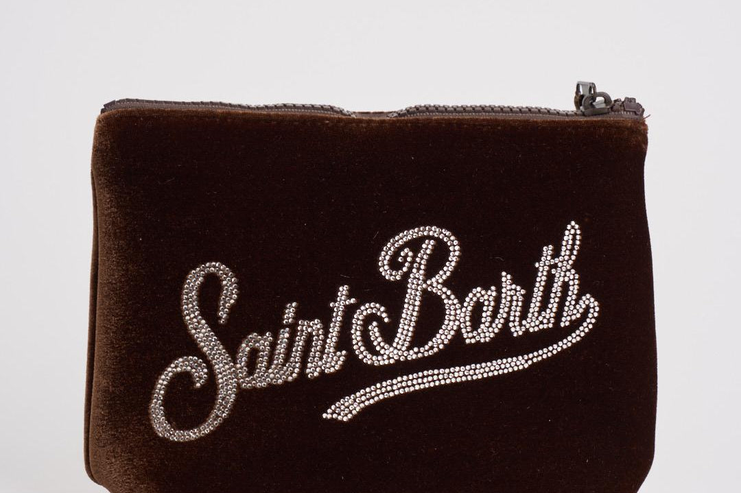Pochette donna Aline marrone in velluto e strass ALINE VELVETSTRASS19 MC2 SAINT BARTH