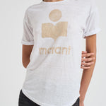T-shirt donna Koldi bianca logo oro TS0004FA A1N10EWHLG MARANT ETOILE