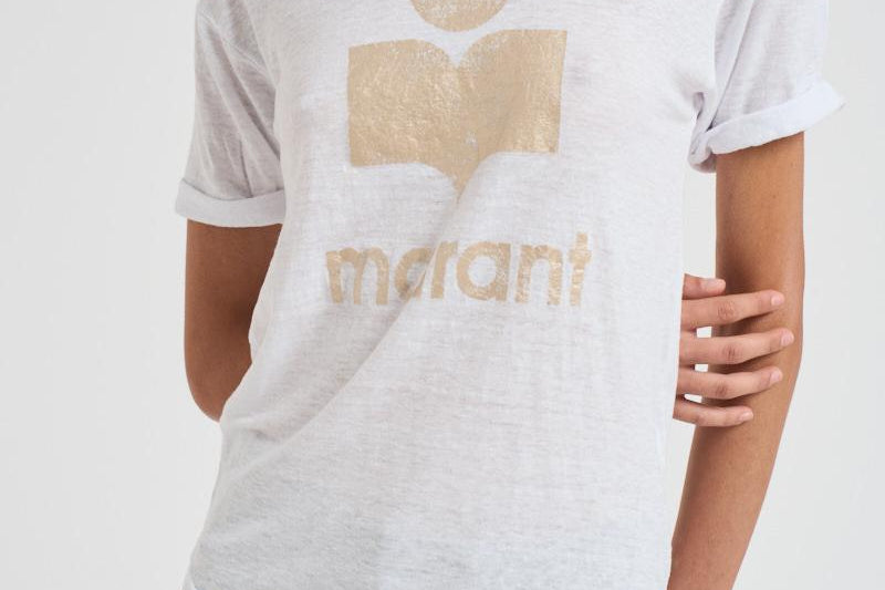 T-shirt donna Koldi bianca logo oro TS0004FA A1N10EWHLG MARANT ETOILE