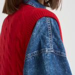 Gilet donna a treccia rosso 211949994 004 RALPH LAUREN