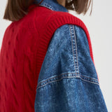 Gilet donna a treccia rosso 211949994 004 RALPH LAUREN