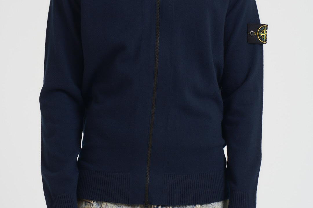 Cardigan uomo con zip blu 5100044 S00B4V0020 STONE ISLAND