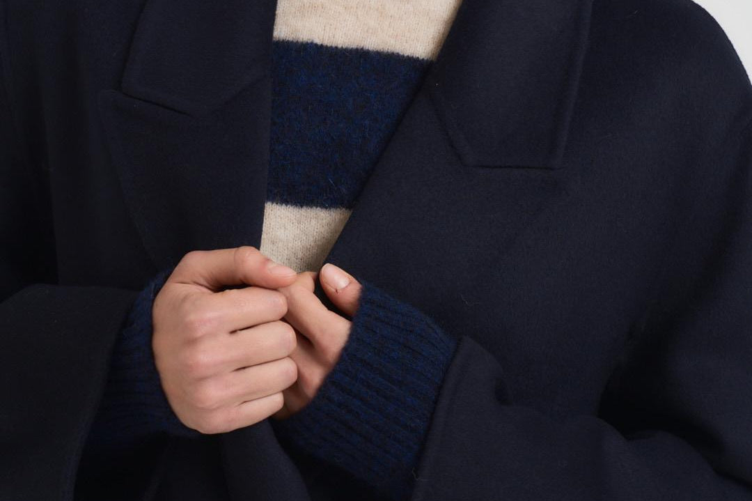 Cappotto donna doppiopetto blu notte JULIE NAVY BLUE ACCADEMIE TESSILI