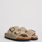 Sandalo arizona in shearling e camoscio donna 1028293 TAUPE BIRKENSTOCK