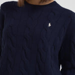 Maglia donna girocollo a treccia blu 211A91216 003 RALPH LAUREN