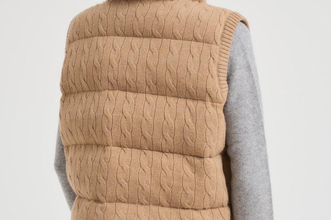 Gilet donna trapuntato in lana cammello 211966120 002 RALPH LAUREN