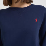 Felpa girocollo donna in cotone blu 211943006 002 RALPH LAUREN