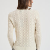 Maglia donna girocollo a treccia panna 211971865 001 RALPH LAUREN