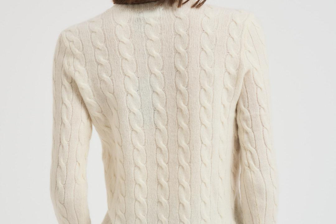 Maglia donna girocollo a treccia panna 211971865 001 RALPH LAUREN