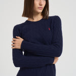 Maglia donna girocollo a treccia blu notte 211971865 003 RALPH LAUREN