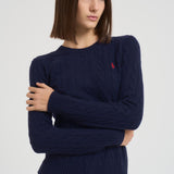 Maglia donna girocollo a treccia blu notte 211971865 003 RALPH LAUREN