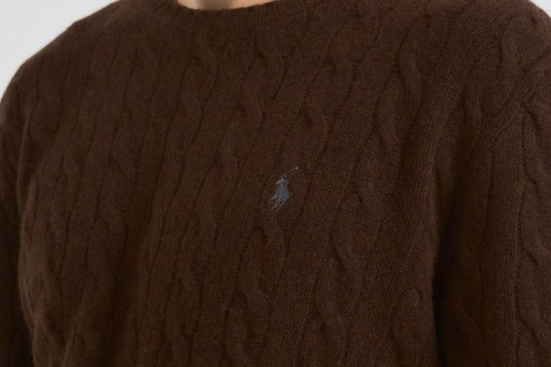 Maglia uomo a treccia marrone 710876762 029 RALPH LAUREN