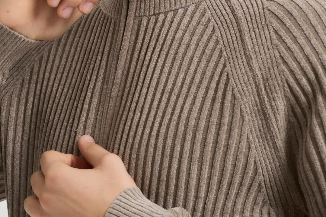 Cardigan uomo a coste tortora W25139 87 RRD