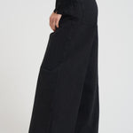 Pantalone donna a palazzo in denim nero 14336 8006NOIR FORTE FORTE