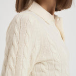 Maglia polo donna a treccia panna 211972132 001 RALPH LAUREN