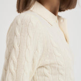 Maglia polo donna a treccia panna 211972132 001 RALPH LAUREN