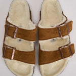 Sandalo arizona in shearling e camoscio donna 1001135 MINK BIRKENSTOCK