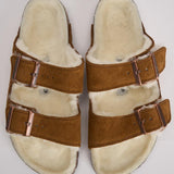 Sandalo arizona in shearling e camoscio donna 1001135 MINK BIRKENSTOCK