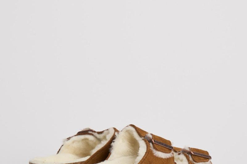 Sandalo arizona in shearling e camoscio donna 1001135 MINK BIRKENSTOCK