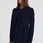 Giacca donna doppiopetto in velluto blu FD3636 007 CIRCOLO 1901