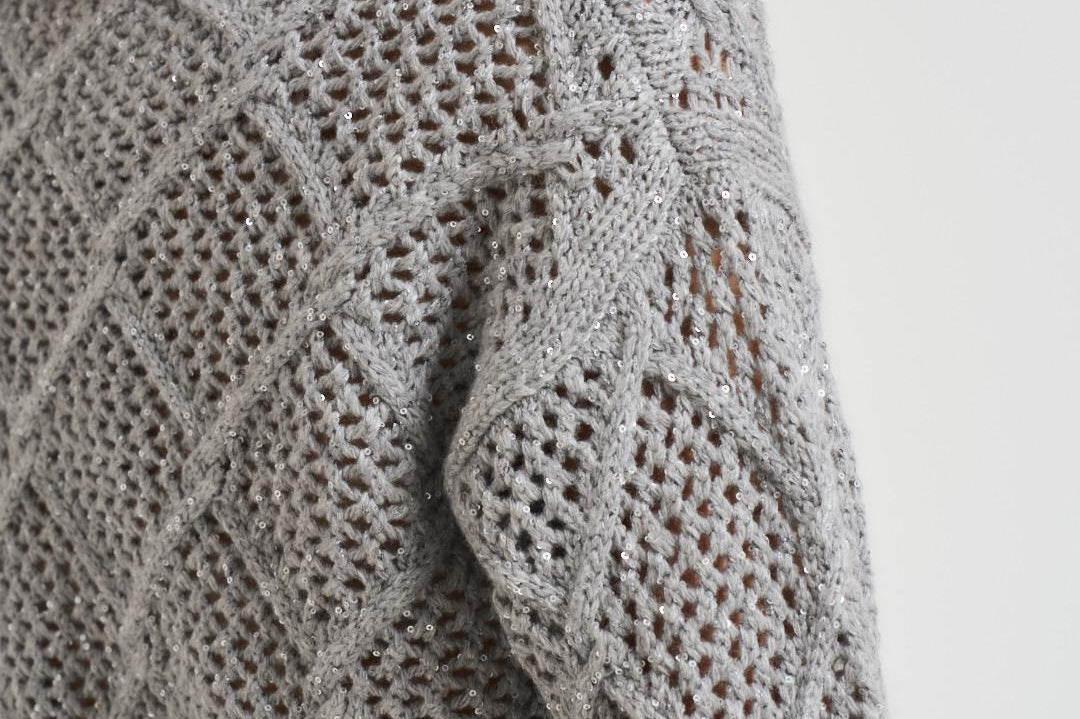 Maglia donna a rombi grigio chiaro ELLADE 002 MAX MARA STUDIO