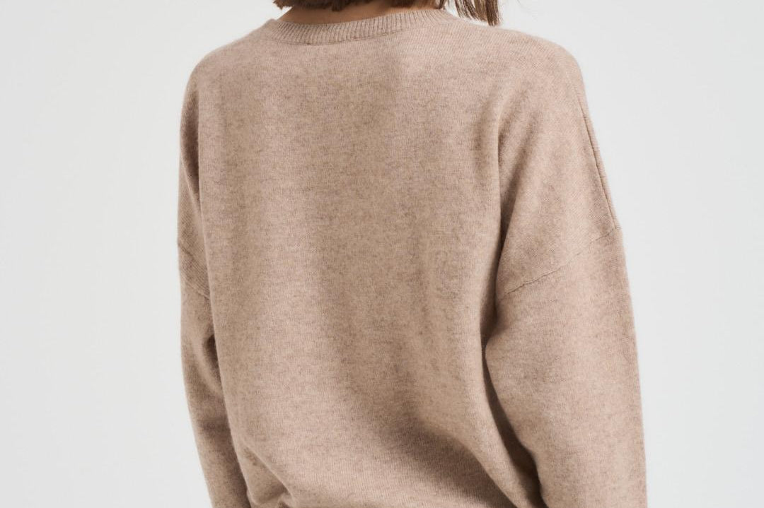 Maglia donna girocollo cammello KAIRA CHESTNUT ABSOLUT CASHMERE.
