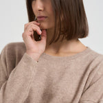Maglia donna girocollo cammello KAIRA CHESTNUT ABSOLUT CASHMERE.