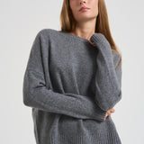 Maglione donna girocollo grigio AMELIE 1300FLANELLE KUJTEN