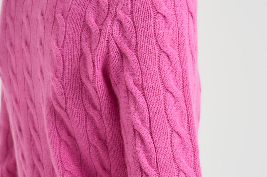 Maglia donna girocollo a treccia rosa 211971865 008 RALPH LAUREN
