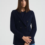 Giacca donna doppiopetto in velluto blu FD3636 007 CIRCOLO 1901