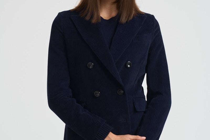 Giacca donna doppiopetto in velluto blu FD3636 007 CIRCOLO 1901
