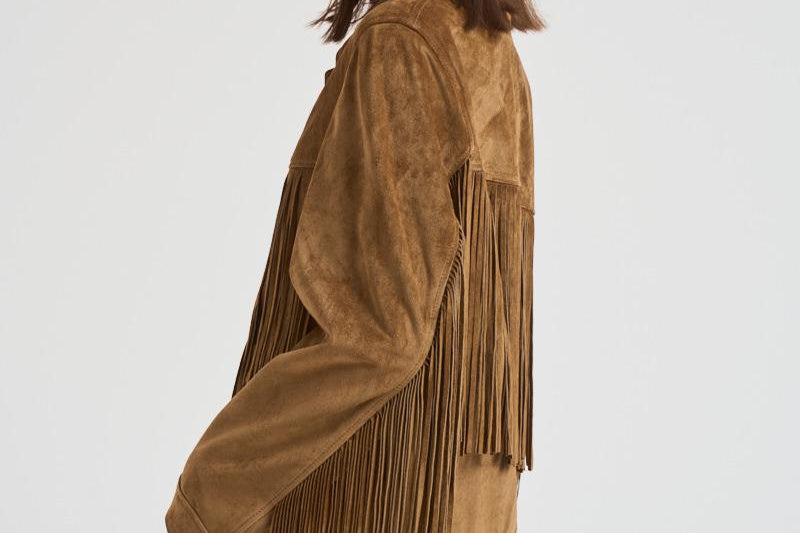 Giubbotto donna in suede cammello con frange GWP02368 P00216055678 GOLDEN GOOSE